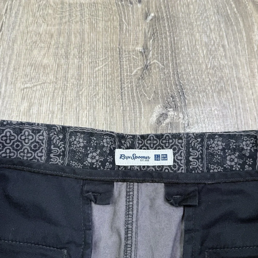 Reyn Spooner Shorts Black Gray Geometric Print Casual Uniqlo Mens Size M Medium - Picture 4 of 11